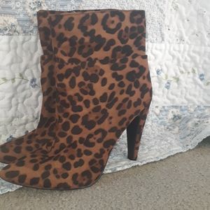 Cheetah print heeled boots